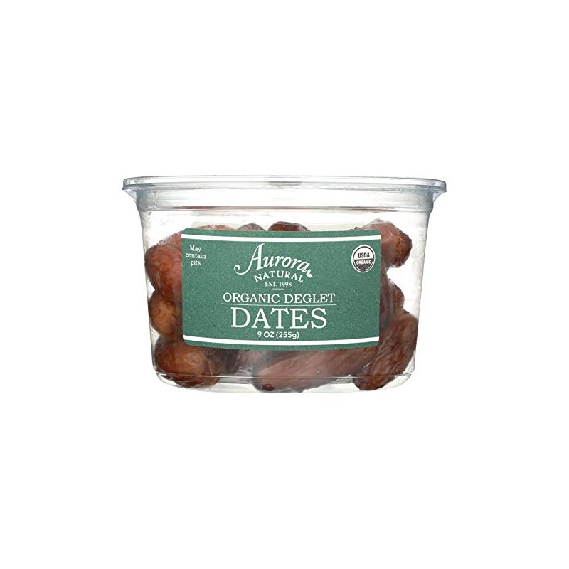 Aurora Products Organic Dates, 9-Ounce Tubs (Pack of 6)
