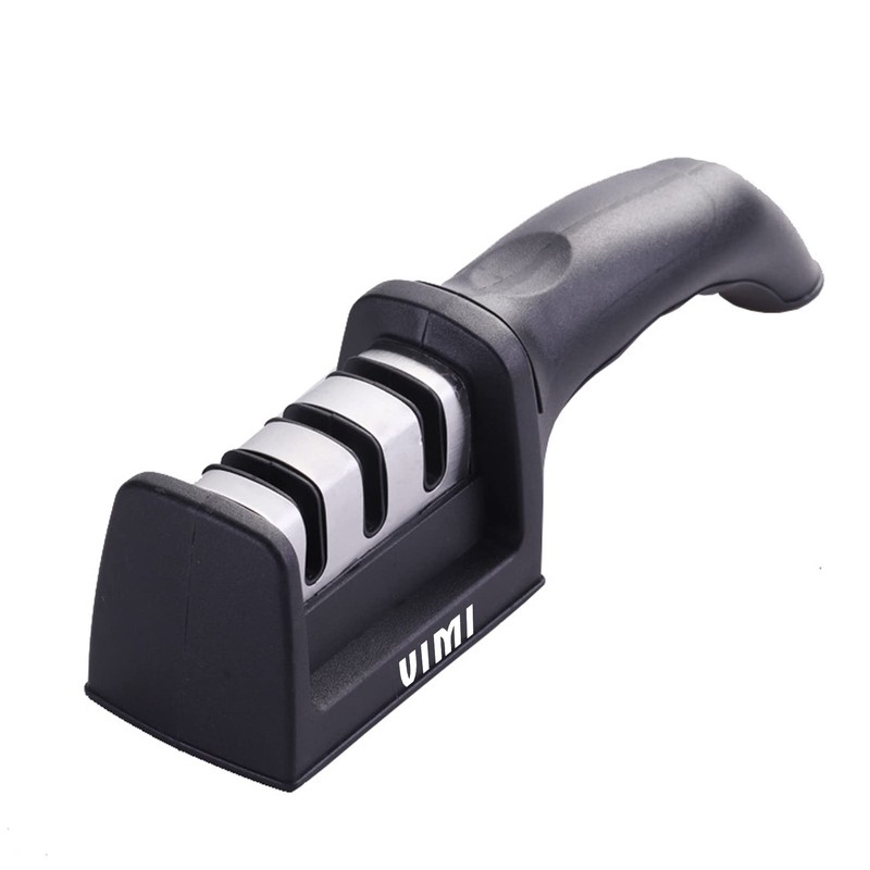 Afilador Cuchillos Cocina Ergonomico Tijeras 3 Etapas Manual (Negro)