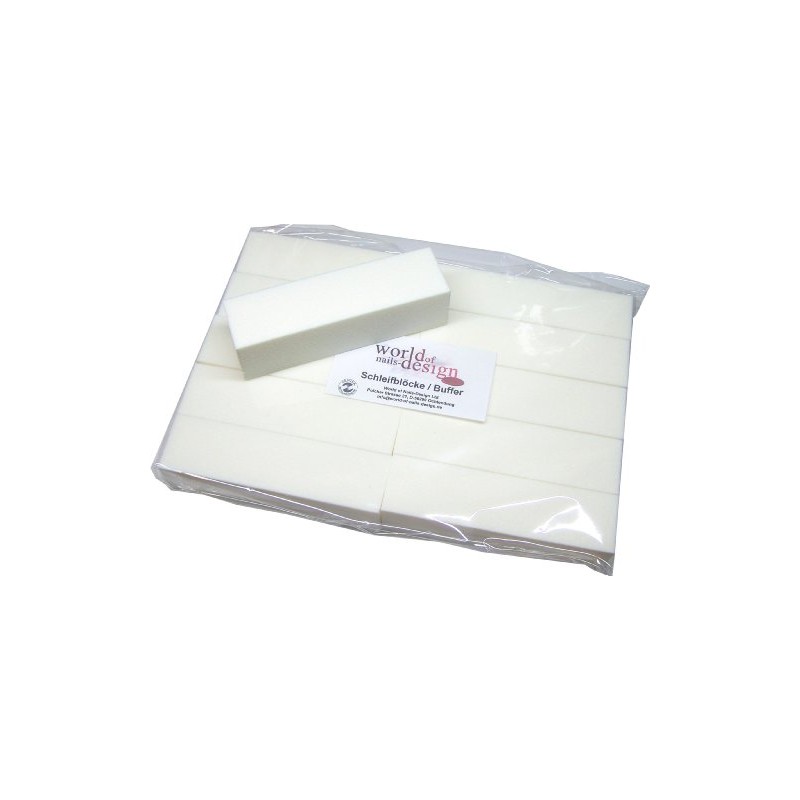 World of Nails-Design White Buffer Sanding Block 100/100 (Pack of 10 Professional