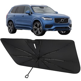 Proadsy Windshield Sun Shade Umbrella for 2016-2025 Volvo XC90 Foldable Car Umbrella Sunshade with Soft TPU Handle Spring Structure Crystal Cooling Material Protect Car from Rays & Heat
