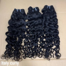 Local USA Stock Raw Hair Bundle Body Wave Burmese Curly Raw Indian Human Hair Extensions for Factory Pricestyle: Italy curly hair bundle 1 piece, color: Natural black, Stretched Length: 10 inches