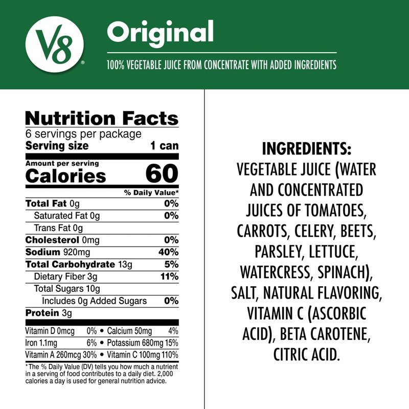 V8 Original 100% Vegetable Juice, 11.5 fl oz Can (24