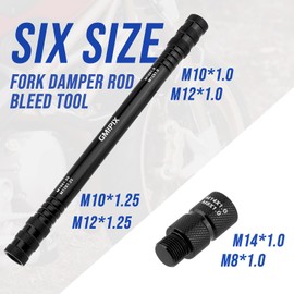 GMIPIX 6 in 1 Fork Damper Rod Bleed Tool M10 x 1.0/1.25 M12 x 1.0/1.25 M8 x 1.0 M14 x 1.0 Motorcycle Fork Damper Rod Bleed Repair Tool (Black)