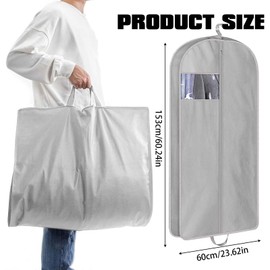 VIDSTW 60 x 153 cm Garment Bag, Suit Bag, Clothes Cover, Foldable Garment Bags with Zip, Garment Bag, Travel Bag, Mothproof for Suits, Shirts, Jackets (Grey)