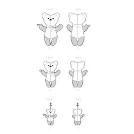 Simplicity Memory and Autograph Bear Plush Animal Sewing Pattern Kit, Code S9569, Sizes S-M-L, Multicolor