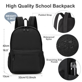 TECPEX School Backpack for Teenager Men and Women Lightweight Classic Casual Rucksack Travel Backpack for 15.6-Inch Laptop (Grey)