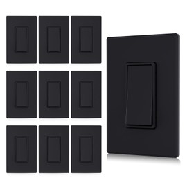 Aida Matte Black Double Light Switch, Black 3 Way Light Switch Decorative Square Light Switch, 15Amp, 120/277 Volt, Rocker Paddle, Self-Grounding, Screwless Wall Plate, UL Listed (10 Pack)