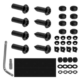 SAVITA Anti Theft License Plate Screws Kit, License Plate M6 Screw Security Fasteners Stainless Steel Fixed Assortment Universal Screw Accessories Theft Resistant Screws Bolts Covers (Black)