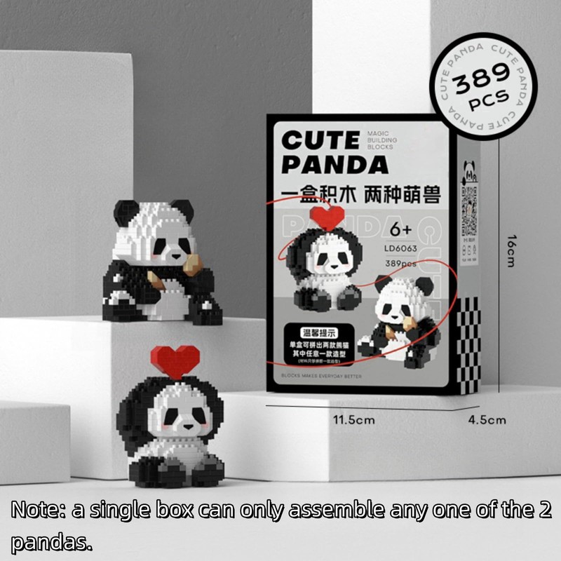 QMEAKMONY Mini Building Blocks Panda Sets Cute Micro Mini Panda