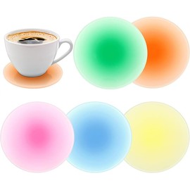 Colorful Acrylic Coasters Set - 5Pcs Round Non-Slip Table Coasters, Cute Heat Resistant Pretty Cup Coasters for Drinks
