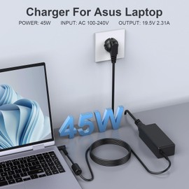 45W HP Laptop Ladekabel Ladegerät 19.5V 2.31A Netzteil für HP Probook 430 440 450 455 470 250 G3 G4 G5 G6 G7 Stream 11 13 14 Elitebook 820 840 850 Pavilion X360 11 13 15 HP Adapter (4.5 X 3.0mm)