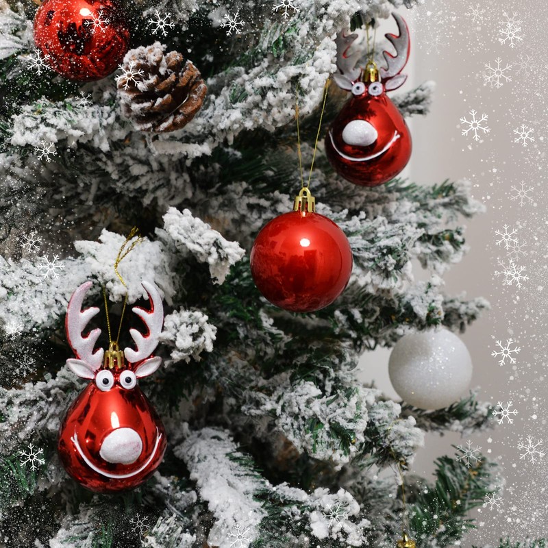 Fassory 3 Pcs Deer Shaped Christmas Baubles, Christmas Ornament Hanging