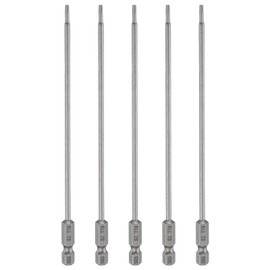 HARFINGTON 5pcs TT30 Security Torx Head Screwdriver Bit 4.33" (110mm) Long 1/4" Hex Shank Magnetic Tamper Proof 6 Point Star Screw Driver Drill Bits S2 Steel Hole Tip Industrial Power Tools