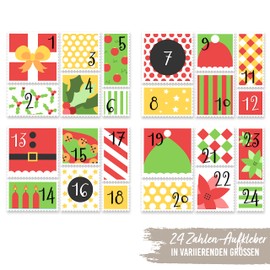 Papierdrachen 24 Advent calendar number stickers Yellow and green postage stamp No. 51 - stickers - for you to assemble and decorate
