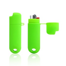 2pcs Lighter Case Cover Holder for BIC J6, 4x1.2x0.74in Anti-Drop Protective Lid for Regular Lighters, Waterproof Silicone Protector Sleeve Pack Compatible with BIC Accessories (Light Green)