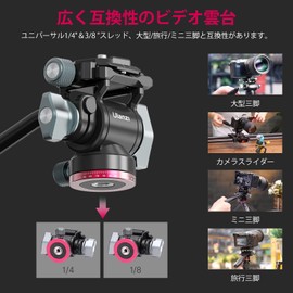 Ulanzi U-190 Fluid Video Head, Free-Cloud Head, 2-Way Small Camera Head, 1/4" and 3/8" Screws, 360° Rotation, Load Capacity 22.8 lbs (10 kg), Aluminum Alloy, Detachable Handle, Compatible with Video Camera Shooting