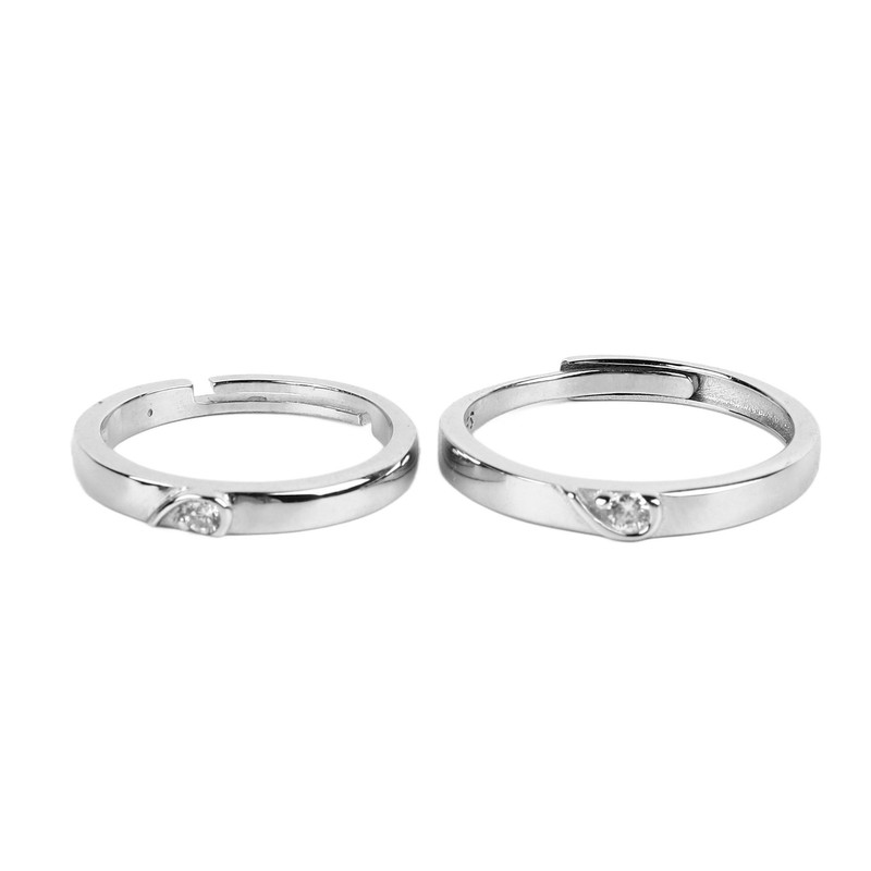 1 Pair Couple Rings Silver Men Women Finger Ring Accessory