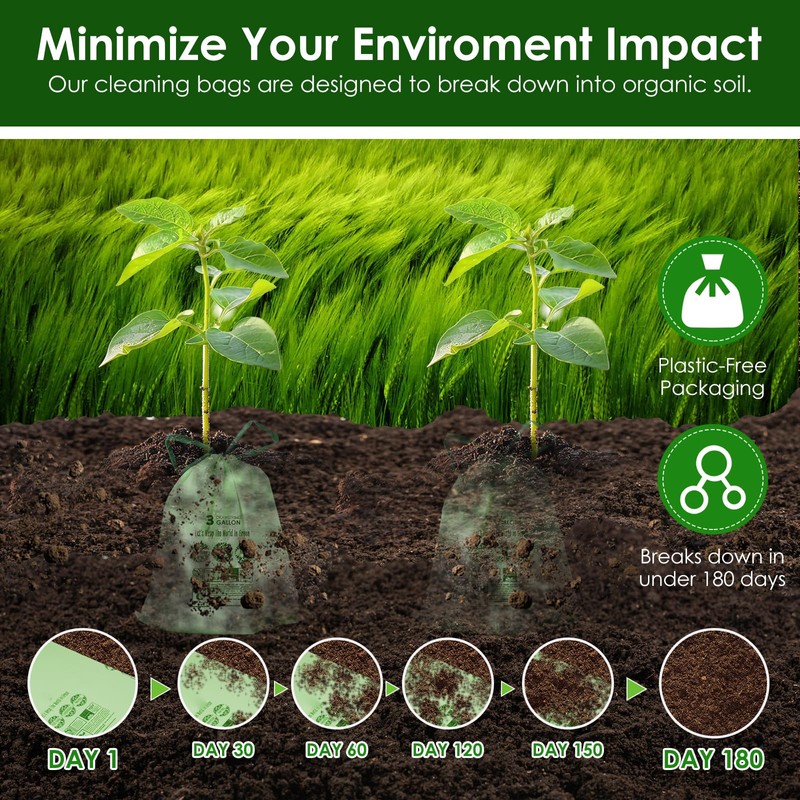 3 Gallon Compostable Trash Bags with Drawstring, Heavy Duty Extra