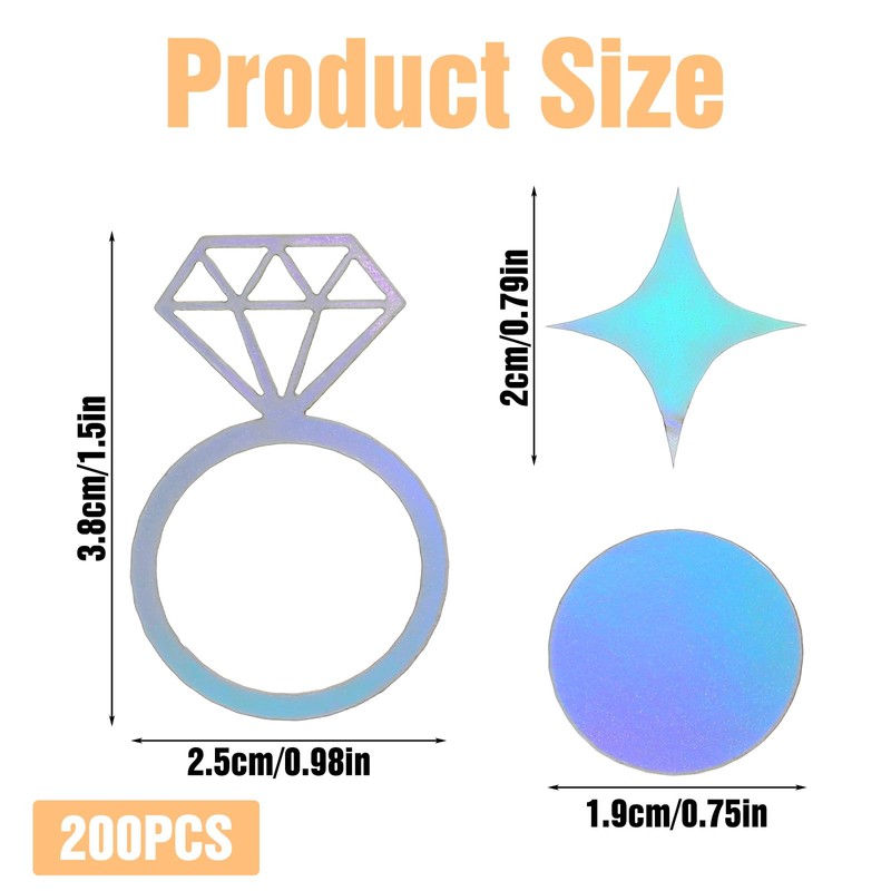 200Pcs Wedding Confetti, Iridescent Bachelorette Confetti, Diamond Ring Rhombus Shape,