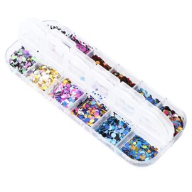 Ipetboom Ultra-Thin Colorful Nail Sequins Glitter for DIY Nail Art Decoration Mini Round Paillette Flakes for Home and Professional Use Decoration for Creative Manicures