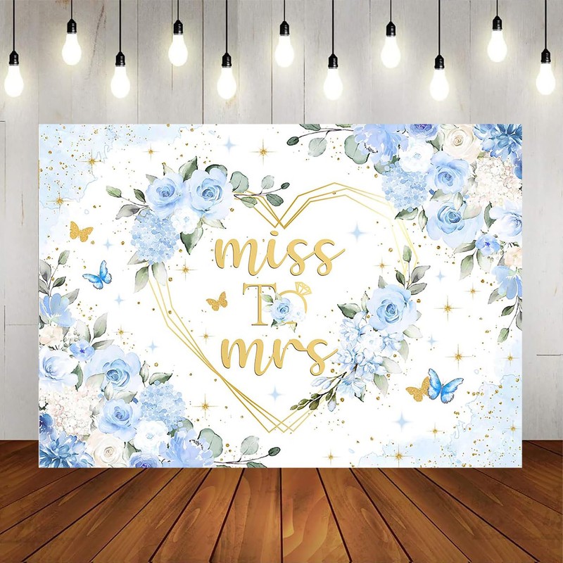 Mocsicka Miss to Mrs Bridal Shower Backdrop Boho Something Blue