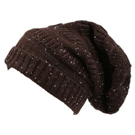 Sakkas 16148 - Kase Long Tall Slouchy Striped Knit Fishermans Unisex Solid Beanie Hat - Brown - OS