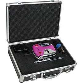 Dual Action/Compact Portable Airbrush Makeup Air Compressor Kit Gravity Feed Spray Salon Nail Pink Color with Case