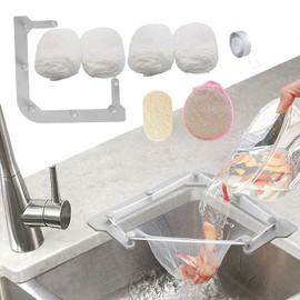 HiBD Kitchen Sink Triangle Tri-Holder Filter, Sink Strainer, Sink Drain Strainer, with a Triangular Grey Frame and 200 Pieces Large Filter Mesh Bags for Kitchen Leftovers