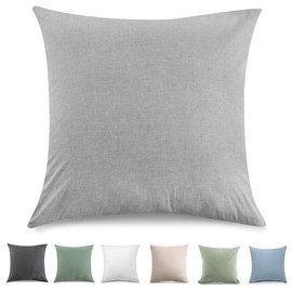 TOCOMOA Cushion Cover 45 x 45 cm Set of 2 - 100% Washed Cotton Cushion Covers Oeko-Tex Certified, Linen Look and Breathable Cushion Slip, Light Grey Pillowcase with Zip