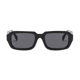 Long Keeper Retro Rectangle Sunglasses For Women Men Trendy 90’s Vintage Square Sunglasses UV400 (Black Black)