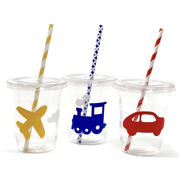 Transportation Party Cups - Set of 12 Planes Trains and Automobiles Birthday
