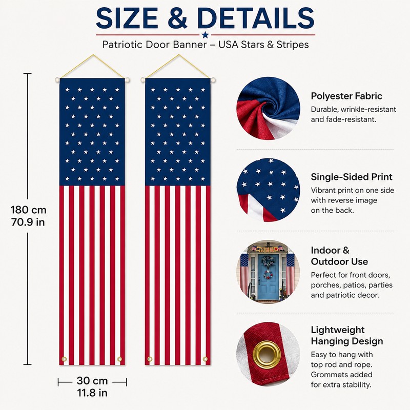 USA Stars & Stripes Door Banner for Patriotic Decor –