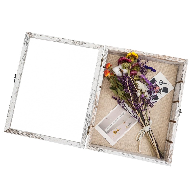 Hodeframe Shadow Box Frame with Removable Shelves, White 11x14 Deep