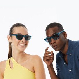 DresdenGO Classic Rectangle Polarised Sunglasses with UV Protection, Azure Blue, Medium, Ultra Lightweight for Men & Women