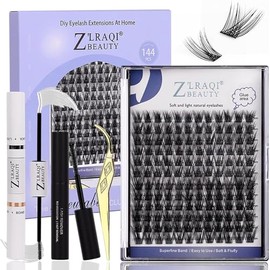Juego de pestañas postizas Individuales Kit 144 Piezas  Pestañas de Aspecto Natural con Rizo en C, Longitudes Mixtas 10-16mm, Incluye Adhesivo  Ideal 