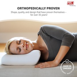 SISSEL Classic Neck Pillow Size M | Unique Incline for Disc & Vertebrae Relief | 5-Year Shape Stability Guarantee | Includes Washable Velour Cover | Dimensions: Approx. 47 x 33 x 11 cm