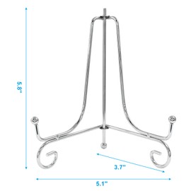 Hordion 2 Pack Plate Stand, 6 Inch Silver Iron Easel Photo Display Stand Plate Holder for Picture Frame Book Tabletop Art Platter