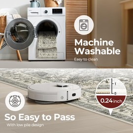 Runner Rug 2x6 Kitchen, Rugs Runners Machine with Washable Non Slip Backing for Hallway Stair Runner Rug Indoor Entryway Laundry Room, Brown Lvory