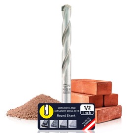 Alpen Drill Bit Longlife 1/2" for Stone, Masonry and Concrete - Versatile SDS-Plus Hammer Drill Bit Sets for PGM Certified Precision and Precise Dowel Holes - Durable and Fast (Cylindrical, 1/2")