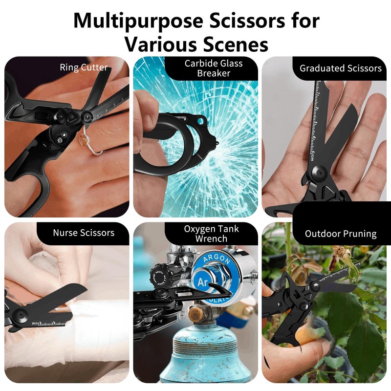 6 in 1 Multi-function Trauma Shears with Strap Cutter and