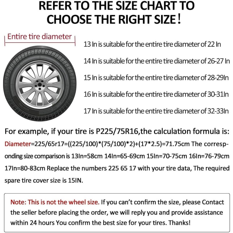AmFor Universal 14 Inch Tire Cover For Jeep Rv Trailer