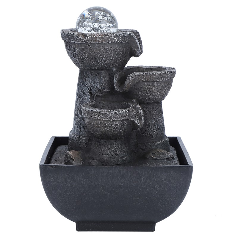 LED Illuminated Tabletop Waterfall Flowing Water Fountains with Ball for