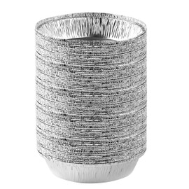 PLASTICPRO 7'' Inch Round Tin Foil Pans Disposable Aluminum, Freezer & Oven Safe - For Baking, Cooking, Storage, Roasting, & Reheating, Pack of 50