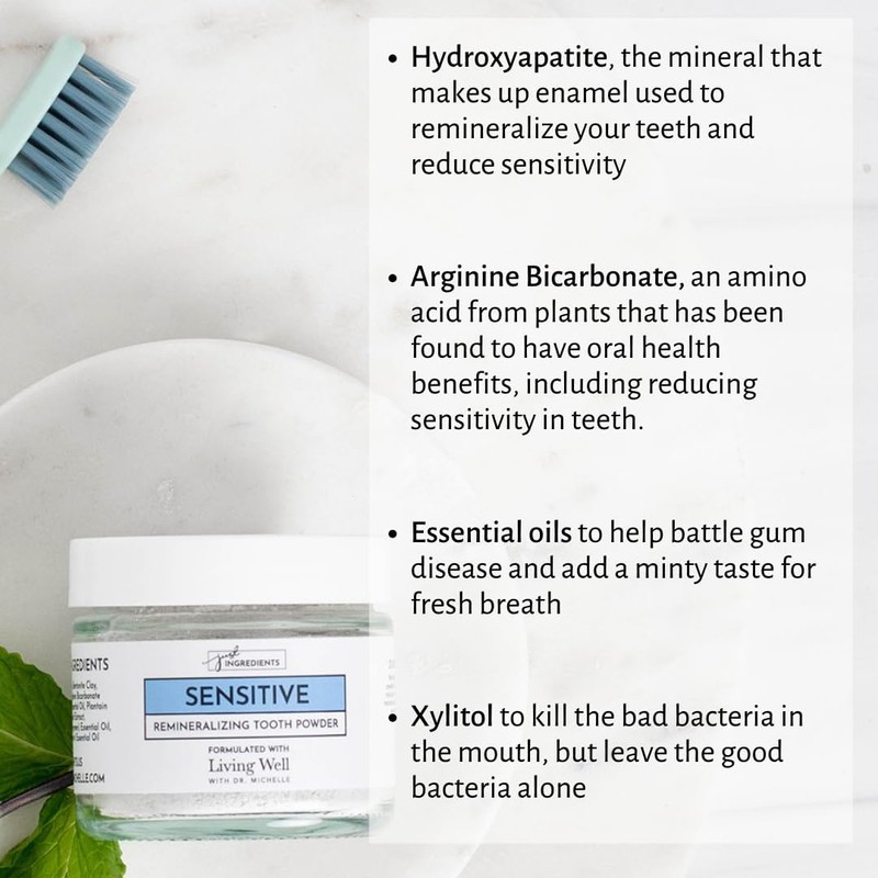 Just Ingredients Sensitive Tooth Powder – Hydroxyapatite & Arginine B