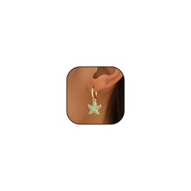 Gold Starfish Earrings for Women 3D Starfish Earrings Dangle Summer Beach Vacation Clothes for Women