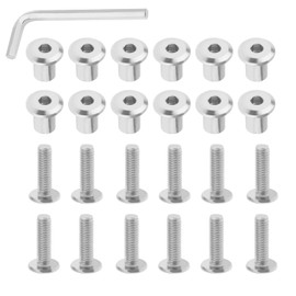 Smgda 12pcs M6x20mm Hex Drive Socket Head Cap Bolts Screws Kit, 304 Stainless Steel Barrel Nuts and Bolts Binding Screws for Leather Belt Buckle, Bags, Cupboard with Allen Wrench (M6x20)