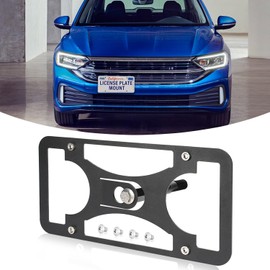 Front Bumper Tow Hook License Plate Mount Bracket Compatible with Volkswagen Jetta/GLI 2019-2023, No Drill Plate Holder, Replacement Frames with Accessories Kit
