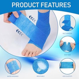 ANAMPION- Paquete de 15 vendas autoadhesivas de 5 cm x 4,5 m, vendas no tejidas, vendas veterinarias, cintas elásticas autoadherentes transpirables pa