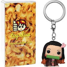 Nezuk o Kamado: Pocket P o p ! Mini-Figural K e y c h a i n Bundle with 1 Compatible 'ToysDiva' Graphic Protector (65622 - B)
