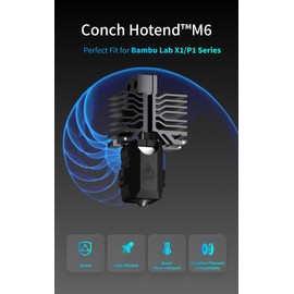 Phaetus New Conch Hotend M6 EndCoat Nozzle Detachable Perfect Fit for Bambu Lab X1/P1_0.4m Series 3D Printers